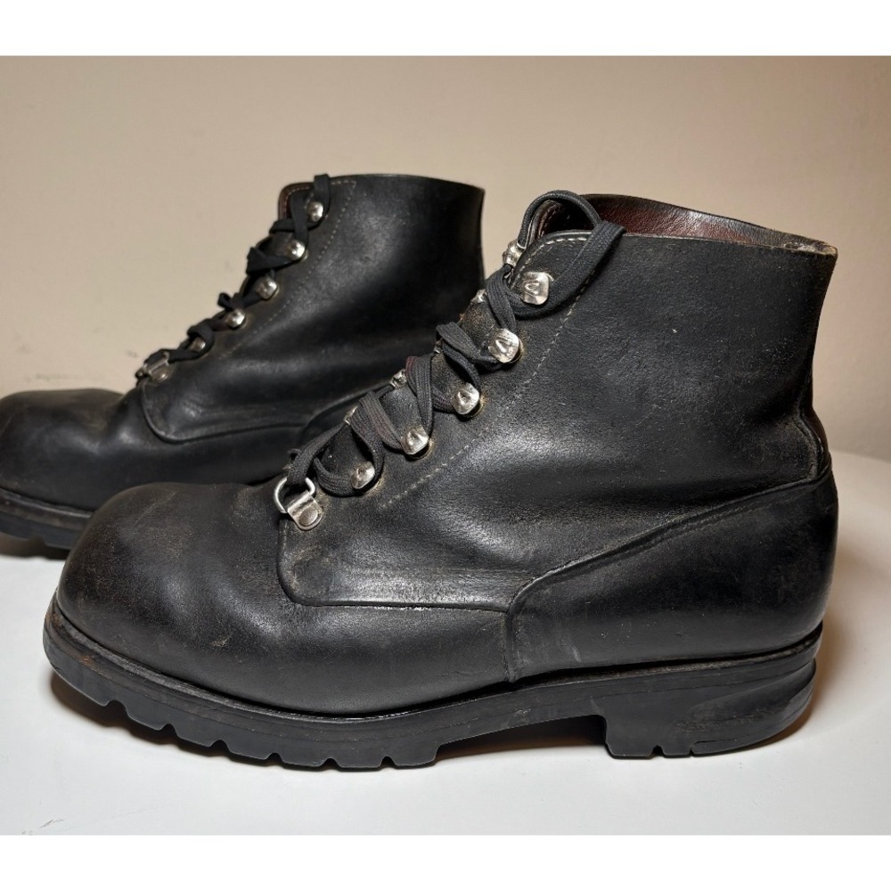 Vintage 80s Military Leather Boots Veltheim Mountaineering Swiss | Size 8 (26cm)